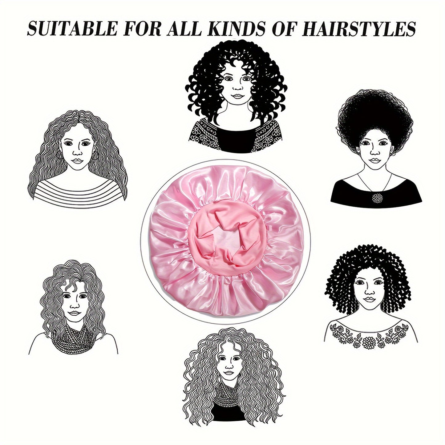 1 Pcs Satin Sleep Cap For Women, Wide Elastic Band Sleep Cap, Fashion Satin Cap For Sleeping, Night Sleeping Head Cover