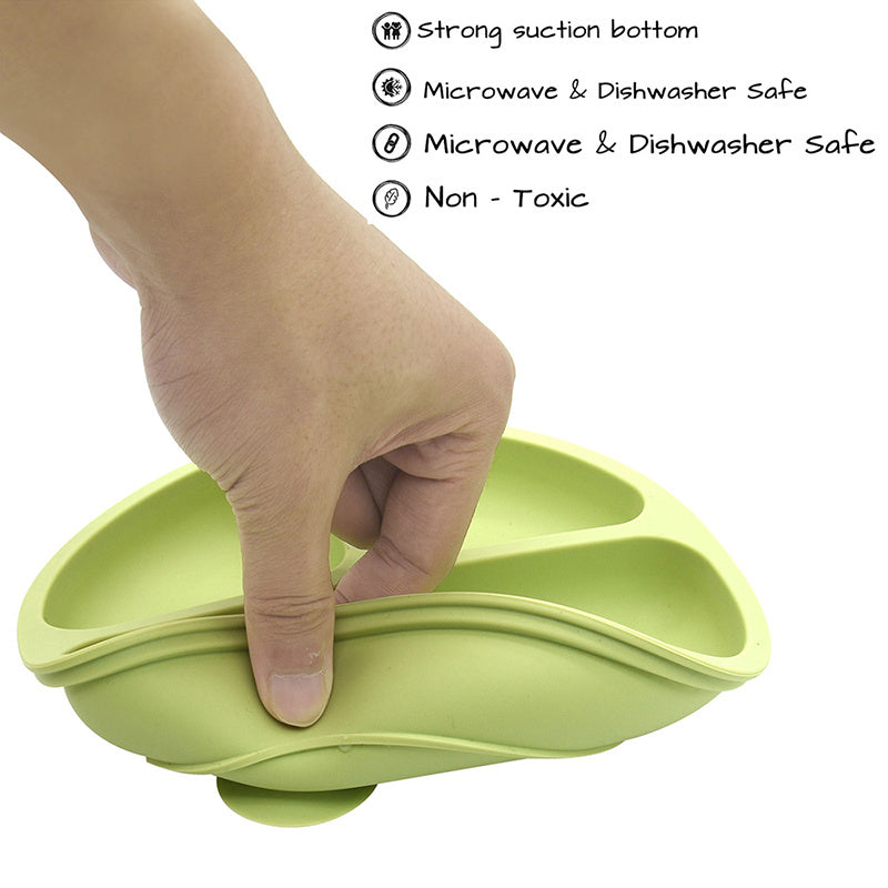100% Silicone Suction Plates For Babies & Toddlers - Stay Put Divided Design, Microwave & Dishwasher Safe!