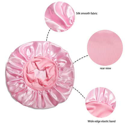 1 Pcs Satin Sleep Cap For Women, Wide Elastic Band Sleep Cap, Fashion Satin Cap For Sleeping, Night Sleeping Head Cover