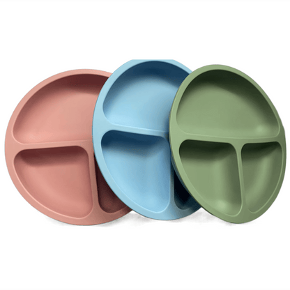 100% Silicone Suction Plates For Babies & Toddlers - Stay Put Divided Design, Microwave & Dishwasher Safe!