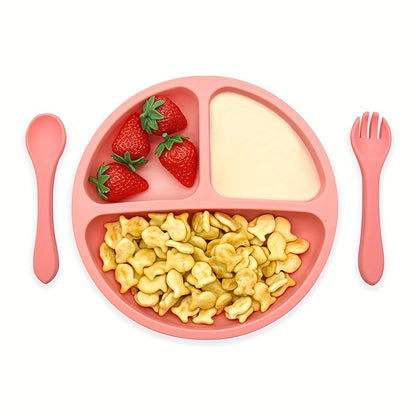 100% Silicone Suction Plates For Babies & Toddlers - Stay Put Divided Design, Microwave & Dishwasher Safe!