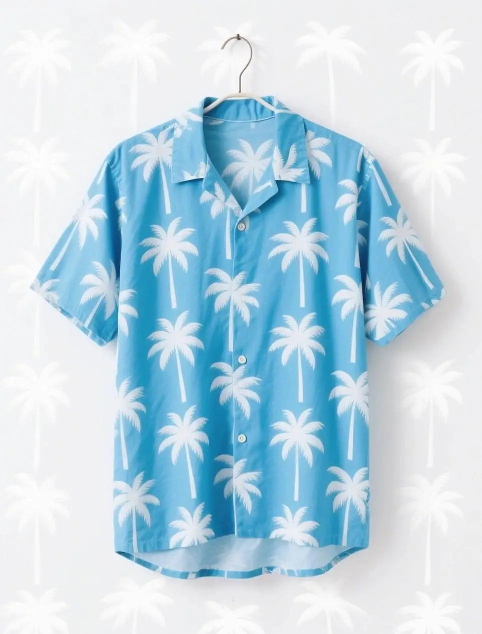 Men's Hawaiian Style Palm Tree Print Short Sleeved Shirt  Vacation and Casual Loose Top