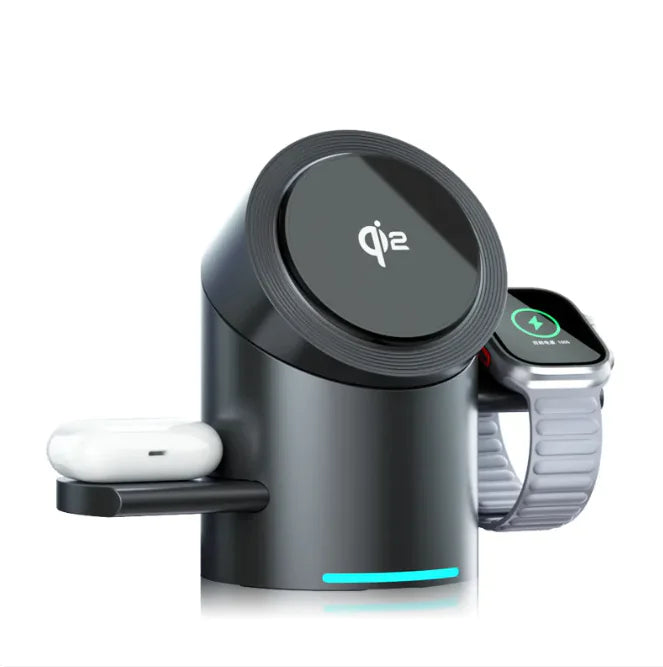 3-i-1 Magnetisk Trådløs Lader – Hurtiglading for Mobil, Smartklokke og Ørepropper