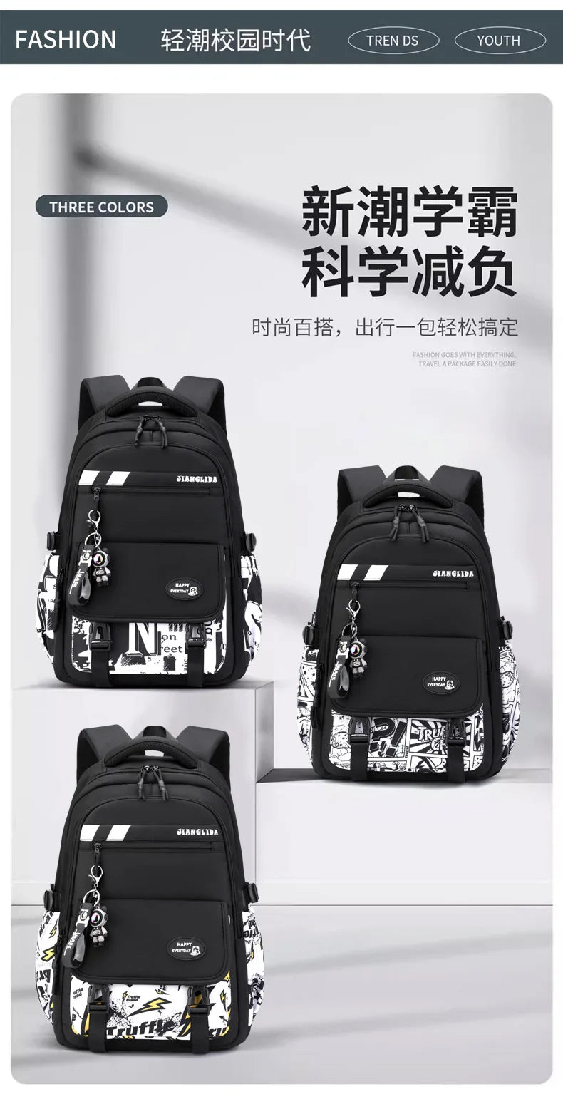 NEW Children Orthopedics School Bags Kids Backpack In Primary Schoolbag For Teenager Boys Waterproof Backpacks Book Bag mochila