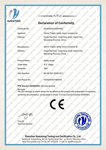 Sikkerhetssko for Menn med Ståltupp og Roterende Knapp - Punkteringssikre Arbeidssko med Luftpute"