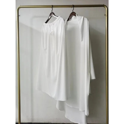 Muslimske Kvinner Lang Khimar + Skjørt 2-delers Sett Bønneklær eller Salat Ramadan. Dubai arabisk Hijab"