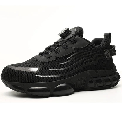 Sikkerhetssko for Menn med Ståltupp og Roterende Knapp - Punkteringssikre Arbeidssko med Luftpute"