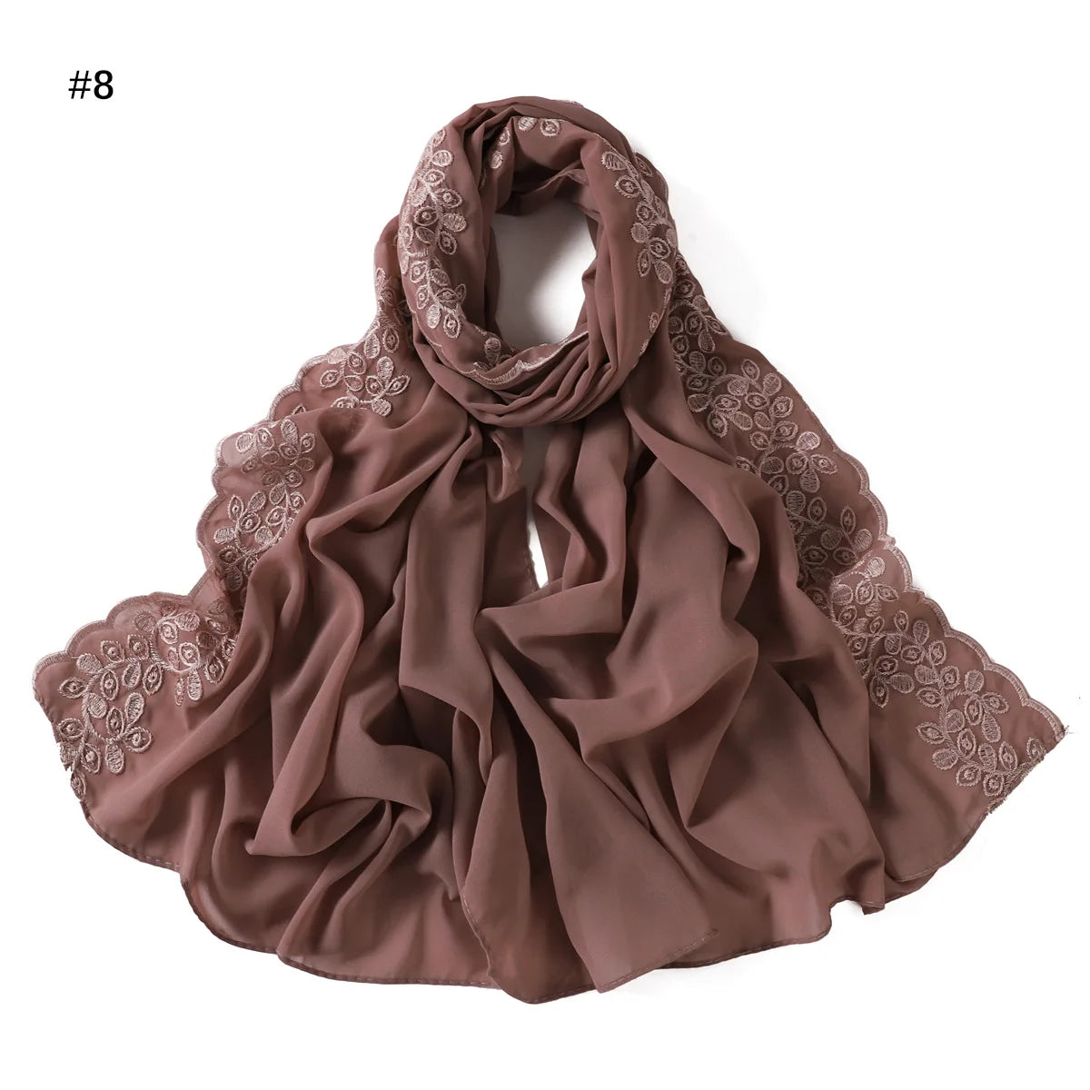 Embroidery Lace Chiffon Hijabs for women Vine Heavy Pearl Industry Edge Long Scarf Light Scarf Headscarf Shawl Turban Ramadan