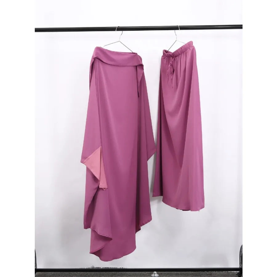 Muslimske Kvinner Lang Khimar + Skjørt 2-delers Sett Bønneklær eller Salat Ramadan. Dubai arabisk Hijab"