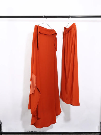 Muslimske Kvinner Lang Khimar + Skjørt 2-delers Sett Bønneklær eller Salat Ramadan. Dubai arabisk Hijab"