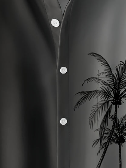 Plus Size Men's Coconut Tree Short Sleeve Hawaiian Shirt, Oversized Loose Clothing For Big And Tall Guys, Best Sellers Gifts