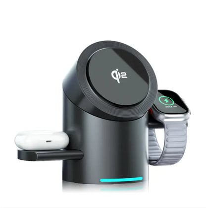 3-i-1 Magnetisk Trådløs Lader – Hurtiglading for Mobil, Smartklokke og Ørepropper