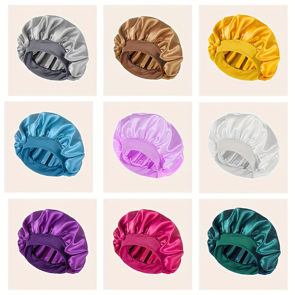1 Pcs Satin Sleep Cap For Women, Wide Elastic Band Sleep Cap, Fashion Satin Cap For Sleeping, Night Sleeping Head Cover